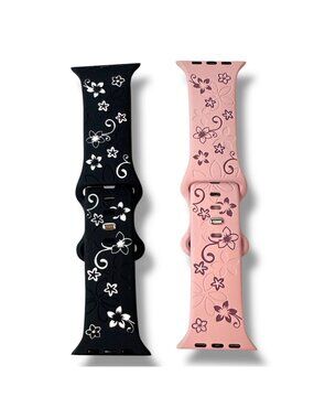 Silicone Watch Bands For Apple 42/44/45/49mm Smartwatches - Solid & Floral Desig